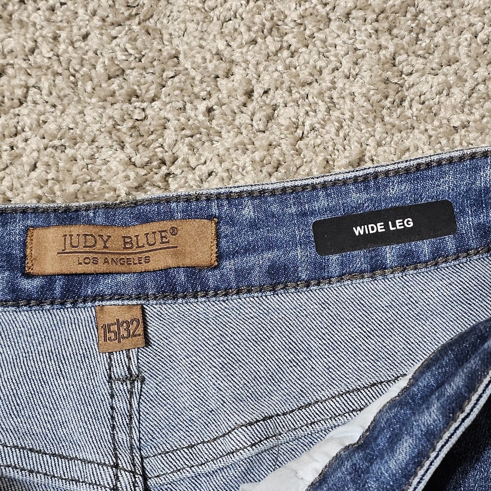 Judy Blue Jeans Size 15/32 Wide Leg Braided Side Seam Cropped High Rise JB88850 - Picture 9 of 10